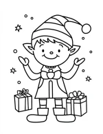 Charming Elf with Gifts Christmas Coloring Page by Mindset Flow