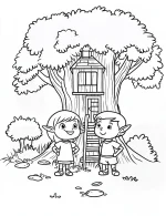 Charming Elves by Treehouse Coloring Page by Mindset Flow
