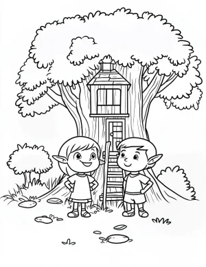 Charming Elves by Treehouse Coloring Page by Mindset Flow