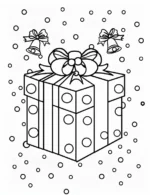 Charming Gift Box With Bells Christmas Coloring Page by Mindset Flow
