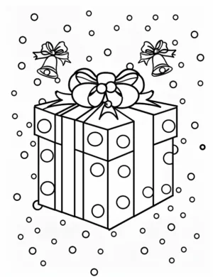 Charming Gift Box With Bells Christmas Coloring Page by Mindset Flow