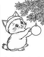 Charming Kitten Wearing Santa Hat Christmas Coloring Page by Mindset Flow