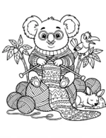 Charming Koala Knitting a Cozy Sweater Coloring Page By Mindset Flow