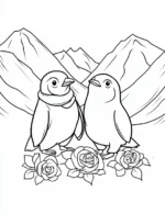 Charming Pair Of Birds With Roses Flower Coloring Page By Mindset Flow
