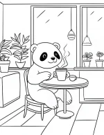 Charming Panda Enjoying Coffee Coloring Page by Mindset Flow