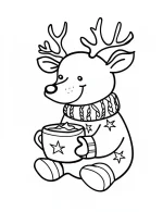Charming Reindeer Enjoying Hot Cocoa Coloring Page by Mindset Flow