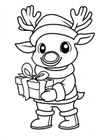 Charming Reindeer Holding Gift Box Coloring Page by Mindset Flow