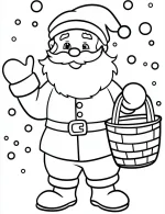 Charming Santa Carrying Basket in Snow Coloring Page By Mindset Flow