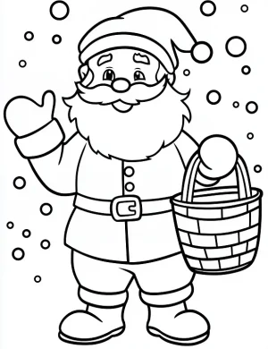 Charming Santa Carrying Basket in Snow Coloring Page By Mindset Flow
