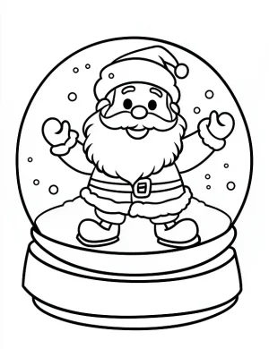 Charming Santa Claus in a Snow Globe Coloring Page by Mindset Flow