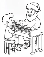Charming Santa and Boy Piano Coloring Page By Mindset Flow
