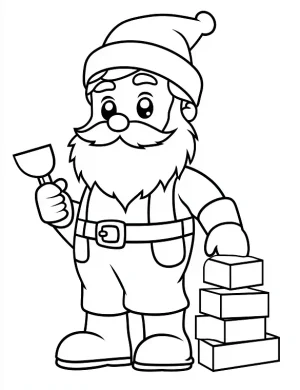 Charming Santa with Stack of Bricks Coloring Page by Mindset Flow