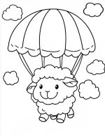 Charming Sheep Parachuting in the Sky Coloring Page by Mindset Flow