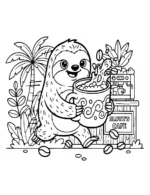 Charming Sloth Brewing Coffee Coloring Page By Mindset Flow