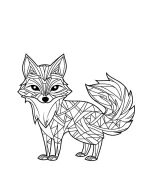 Charming Small Fox with Kaleidoscopic Pattern and Bold Outlines Coloring Page by Mindset Flow