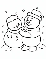 Charming Snowman Hug Christmas Coloring Page by Mindset Flow