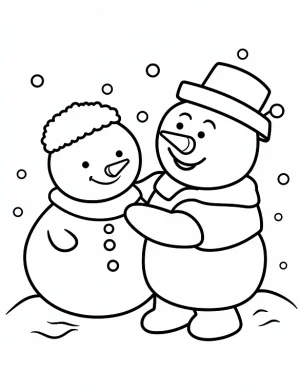 Charming Snowman Hug Christmas Coloring Page by Mindset Flow