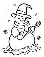 Charming Snowman with Broom Coloring Page by Mindset Flow