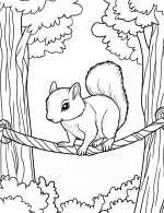 Charming Squirrel on Rope Coloring Page By Mindset Flow