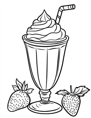 Charming Strawberry Milk Shake Coloring Page by Mindset Flow