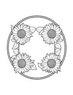 Charming Sunflower Surround Floral Frame Coloring Page