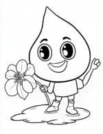 Charming Water Droplet With Flower Character Flower Coloring Page By Mindset Flow