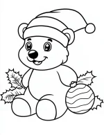 Cheerful Bear with Christmas Ornaments Coloring Page by Mindset Flow