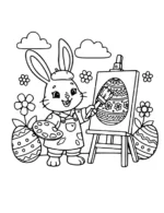 Cheerful Bunny Painting Easter Eggs Coloring Page By Mindset Flow