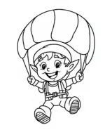 Cheerful Elf Parachuting Christmas Coloring Page By Mindset Flow