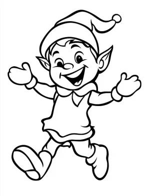 Cheerful Elf with Big Smile Christmas Coloring Page by Mindset Flow