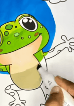 Cheerful Frog Holding Balloon Summer Coloring Page How to Video