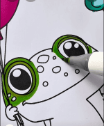 Cheerful Frog Holding Balloon Summer Coloring Page-HowToVideo