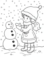 Cheerful Girl Building Snowman Coloring Page By Mindset Flow