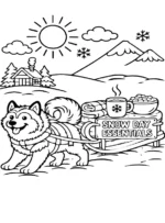 Cheerful Husky Pulling Snow Sled Coloring Page By Mindset Flow