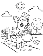 Cheerful Kangaroo Mail Delivery Animal Coloring Page By Mindset Flow