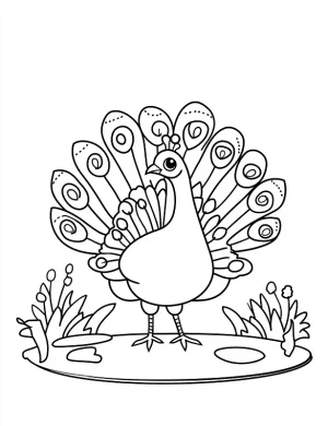 Cheerful Peacock with Colorful Mandala Feather Patterns Coloring Page by Mindset Flow