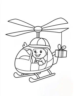 Cheerful Pilot Delivering Gifts Christmas Coloring Page By Mindset Flow