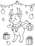 Cheerful Reindeer Dancing with Gifts Coloring Page By Mindset Flow
