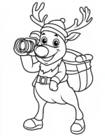 Cheerful Reindeer with Camera Christmas Coloring Page By Mindset Flow