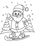 Cheerful Santa Claus Riding a Scooter Christmas Coloring Page by Mindset Flow