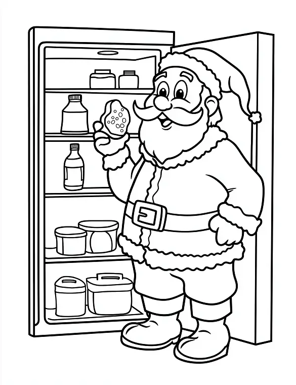 Cheerful Santa Grabbing Midnight Snack Coloring Page By Mindset Flow Cheerful Santa Grabbing Midnight Snack Coloring Page By Mindset Flow