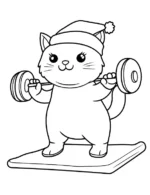 Cheerful Santa Lifting Dumbbells at Christmas Coloring Page By Mindset Flow