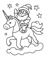 Cheerful Santa Riding Unicorn Christmas Coloring Page By Mindset Flow