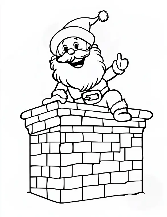 Cheerful Santa Sitting on Chimney Coloring Page By Mindset Flow Cheerful Santa Sitting on Chimney Coloring Page By Mindset Flow