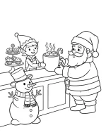 Cheerful Santa and Elf Sharing Hot Cocoa Coloring Page By Mindset Flow