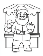 Cheerful Santa at Fruit Market Coloring Page By Mindset Flow