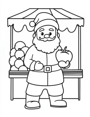 Cheerful Santa at Fruit Market Coloring Page By Mindset Flow