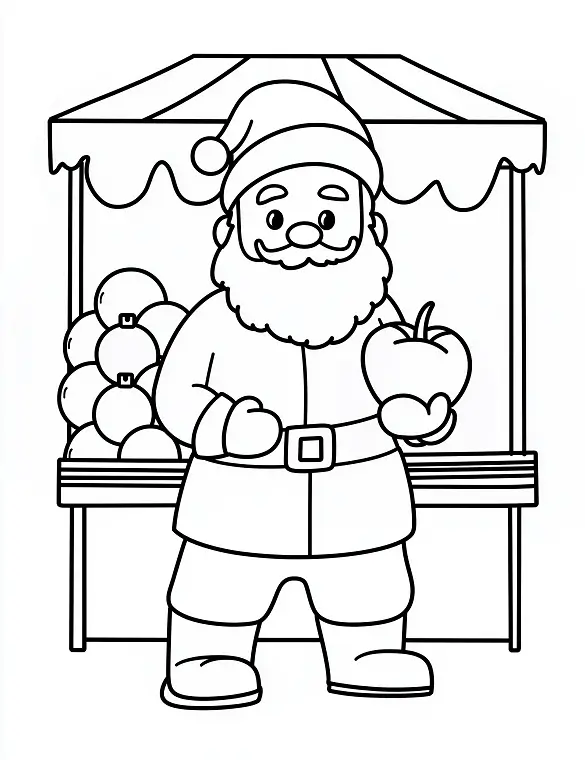 Cheerful Santa at Fruit Market Coloring Page By Mindset Flow Cheerful Santa at Fruit Market Coloring Page By Mindset Flow