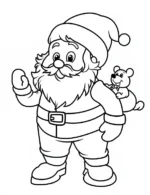 Cheerful Santa with Cartoon Mouse Christmas Coloring Page By Mindset Flow