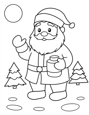 Cheerful Santa with Watering Can Coloring Page by Mindset Flow